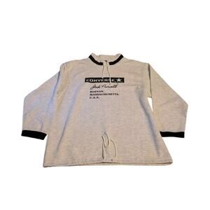 Converse Jack Purcell Sweater Size Large Gray White Drawstring W Flaw Pullover